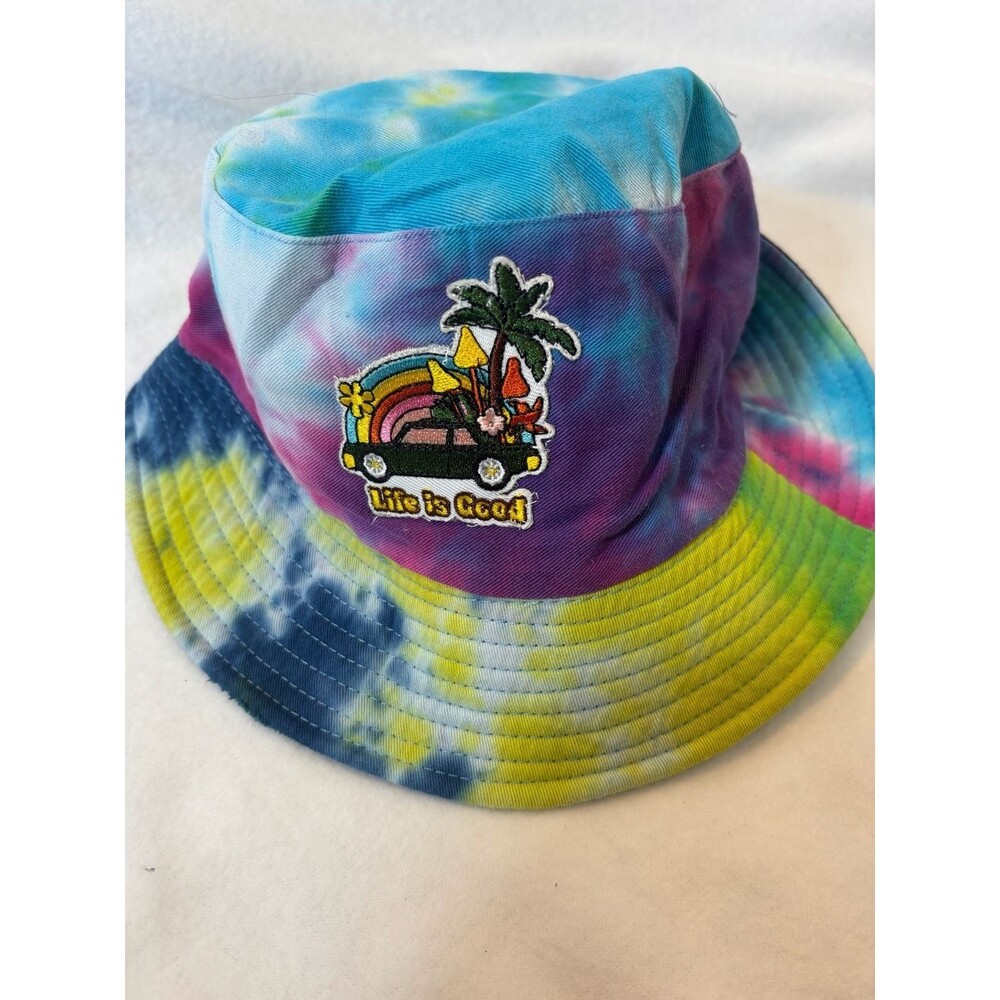 Mushroom Life is Good Tie Dye Rainbow Bucket Hat Adult